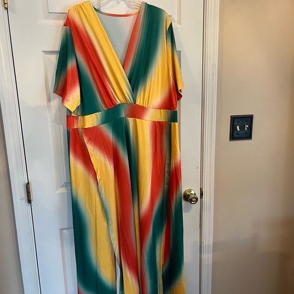 Women's Plus Size Color Block Formal Evening Party Summer Split Maxi Dress 22W - Picture 10 of 13